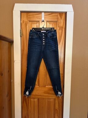 KanCan Dark Blue High-Rise Button-Fly Skinny Jeans